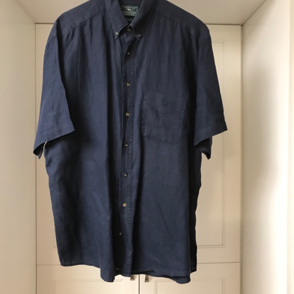 Rodd & Gunn 100% Pre Washed Linen Men’s XL Navy Short Sleeve Button Down Shirt - Picture 2 of 7